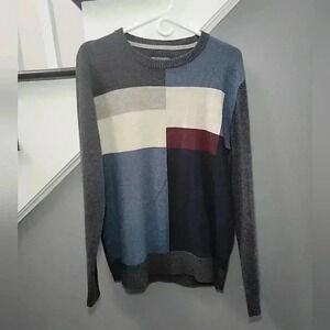 Tricots St Raphael Patchwork Colorblock Pullover Sweater Sz Large Grandpa Core